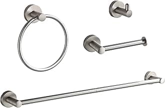BGL Bathroom Accessory Set Brushed Nickel 4-Pieces Bathroom Towel Rack 24 Inches Adjustable Bathroom Hardware Set