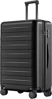 NINETYGO Medium Checked Luggage 24 Inch, Checking In Luggage with Smooth Spinner Wheels, Lightweight, Hard Shell PC Suitcase, Lightweight Travel Luggage, TSA Approved (Black, Rhine Basic)