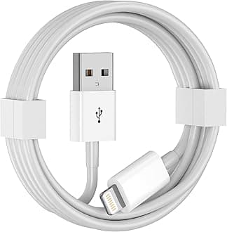 100FIT Fast iPhone Charger Cable, Apple Lightning to USB Cable Cord, 2.4A Fast Charging, Apple Phone Long Chargers for iPhone 14/13/12/11/ X/XS/XR/8/7/6/SE Plus Pro Max Mini,3FT, White