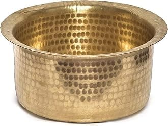 USA Deals 365 Traditional Indian Kitchen Cookware Brass Patila | Pital Bhaguna | Indian Cooking Utensils | Cooking Topia Pot | Pure and Attractive Brass Kitchenware With Lid (Capacity 1 liter)