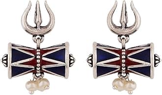 VOYLLA Moksha Damru Trishul Earrings, Onesize, Brass, No Gemstone