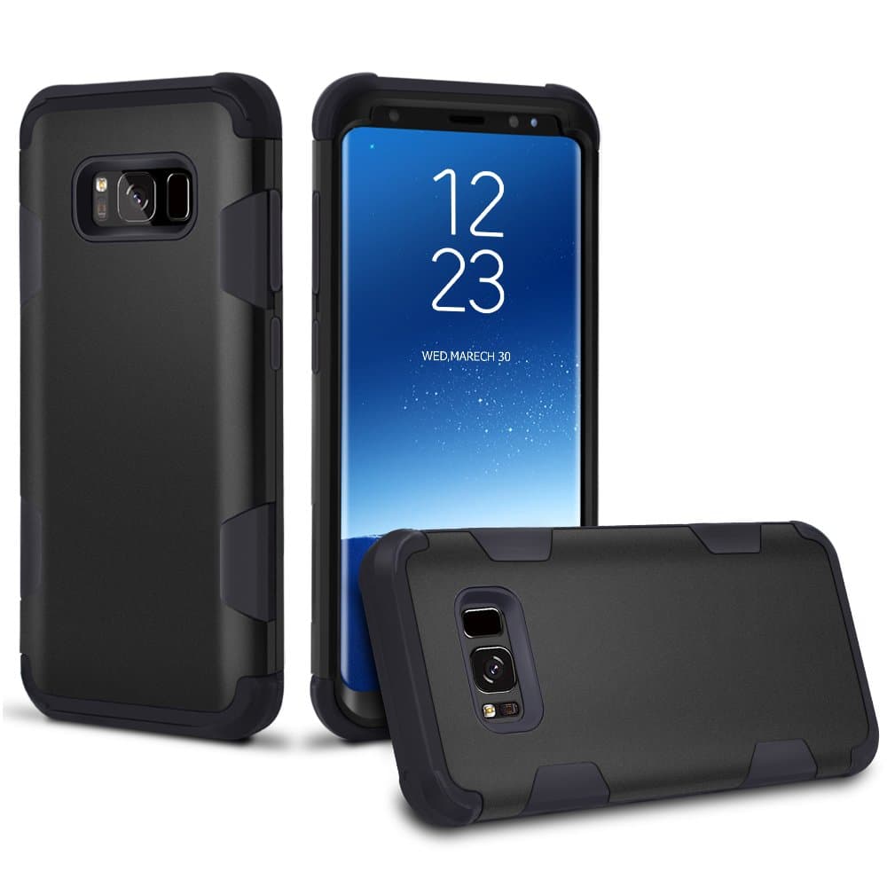 Sagmoc Sagmoc Galaxy S8 Plus Case, Three Layer [PC+TPU+PC] Rugged Drop Resistance Shock Absorption All-Round Protective Case for Samsung Galaxy S8+ (2017) – Black