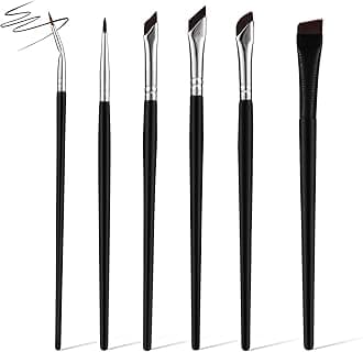 LUTER 6pcs Angled Eyeliner Brush, Precision Eyeliner Eyebrows Eyeshadows Makeup Brush Set Fine Angled Eyeliner Brush Set Ultra Flat Thin Brush for Beauty Cosmetic Tool makeup