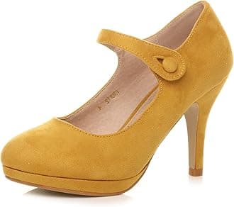 – Womens Ladies mid high Heel Mary Jane Evening Work Platform Bridal Party Prom Court Shoes Size.