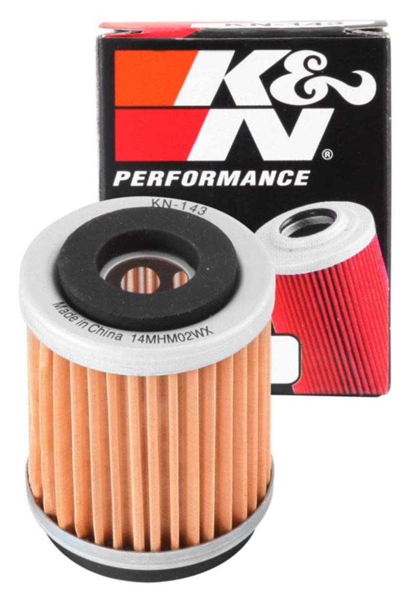 Motorcycle Oil Filter: High Performance, Premium, Designed to be used with Synthetic or Conventional Oils: Fits Select Yamaha Vehicles, KN-143