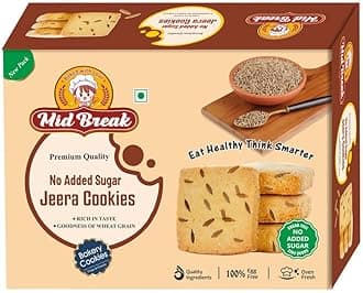 MidBreak Sugar Free Jeera Biscuits - High Fiber Gut-Friendly Low Glycemic Index Biscuits Tasty Snack Healthy Pack of 1