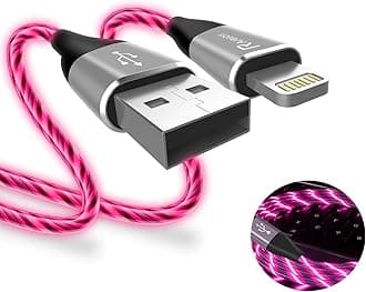 Light up iPhone Charger Cord, LED Lightning Cables 1 Pack | Apple MFi Certified | USB Fast Charging Cord for Apple iPhone 13 12 11 Pro Max XR XS X/8Plus/7Plus/6Plus/5s/iPad More (Pink, 6FT)