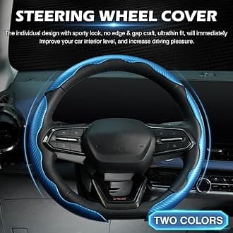 3 Piece Carbon Fiber Steering Wheel Cover, Car Steering Wheel Cover for Men/Women, Anti-Slip, Comfortable Grip, Durable, Universal for 99% Car Interior Accessories (Blue)