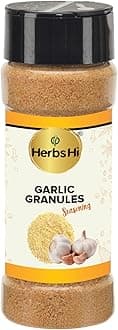 HerbsHi Garlic Granules Seasonings For Soups, Vegetables, Pastas, Sauces, Salad Dressings | 100% Pure And Natural, No Added Colours Or Flavours, 60 Gram