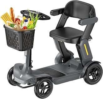 Folding Mobility Scooter for Adults, Seniors - 25 Miles Range, Improved Safety, Large Outdoor Wheels, Fold up Mobility Scooter for Travel with Removable Battery & LED Headlight, S3 Gray