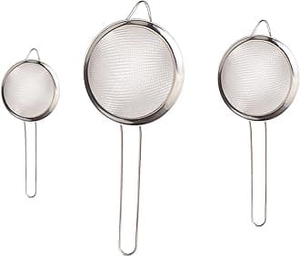 3 Pcs Fine Mesh Strainer Set, Stainless Steel Fine Mesh Sieve with Handle,Juice Strainer for Tea Yogurt Kitchen Food Rice