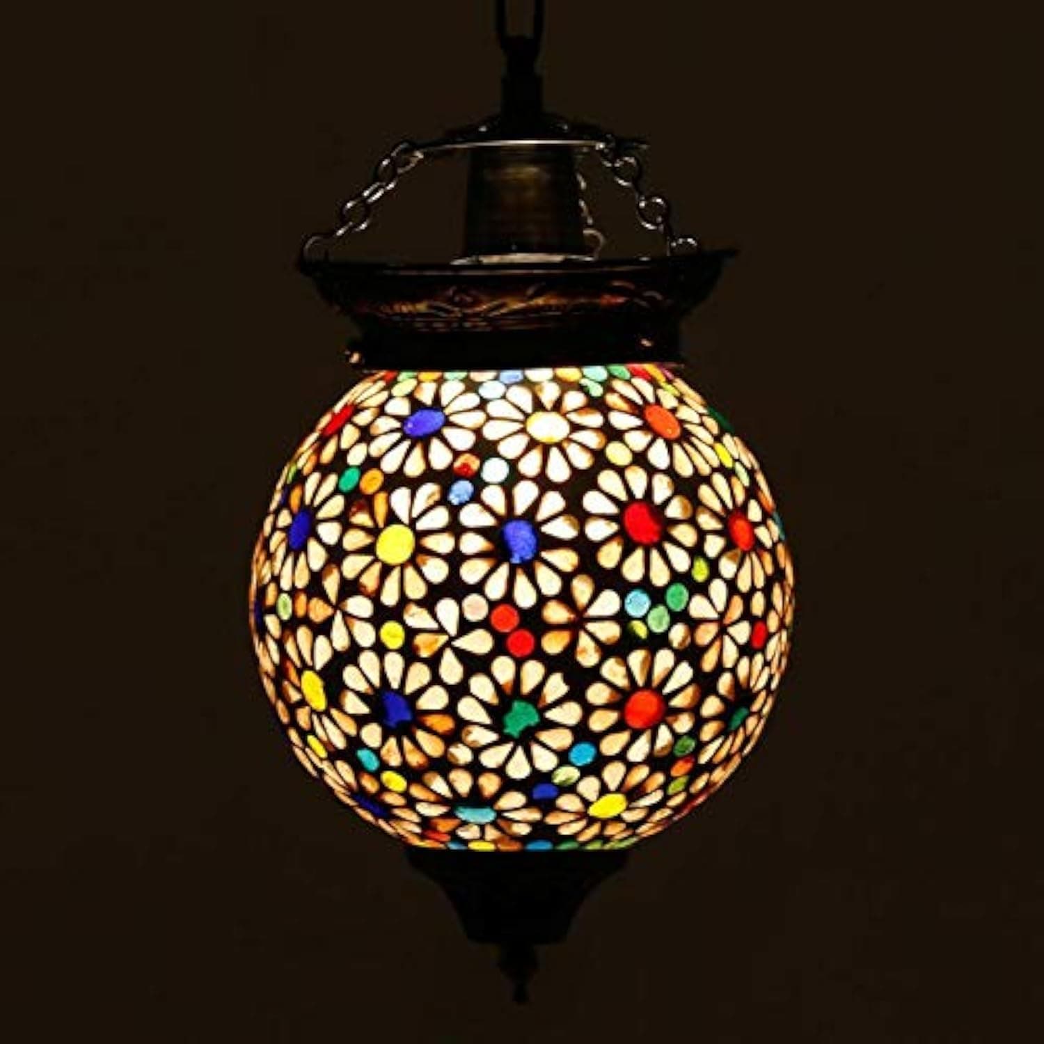Hanging Round Glass Lamp, Beige