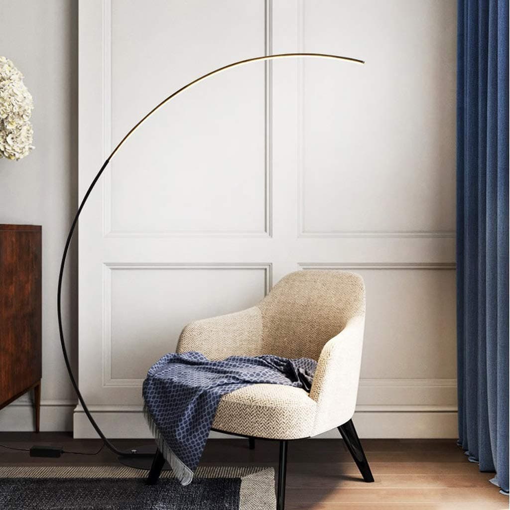 Floor Lamp Standing Light Vertical Slim Design LED Floor Lamp with Long Arm Living Room Simple Modern Nordic Bedside Lamp Floor Lamps Indoor Lighting (Black)