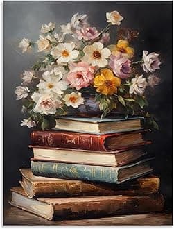 Stamped Cross Stitch Kits for Adults - Book Flower Embroidery Kits for Beginners Adults,11 CT Patterns Dimensions Counted Cross Stitch Kits for Adults Arts Craft 12x16 inch