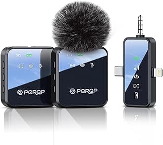PQRQP 3 in 1 Microphone for iPhone/Android/Camera, Wireless Microphones, 328ft Transmission, 18H Battery Life, Mini Microphone for Record Interview, Vlogs, YouTube, Tiktok