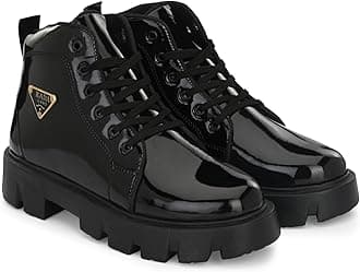 POS PLANET OF SHOES Premium Men's Patent Leather Boots Stylish Durable Footwear for Every Occasion Black
