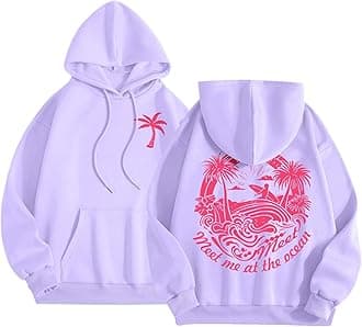 FAEXUMPink Pom Puff Hoodie for Teen Girls Graphic Hoodie Cute Preppy Sweatshirt Long Sleeve Drawstring Tops With Pockets