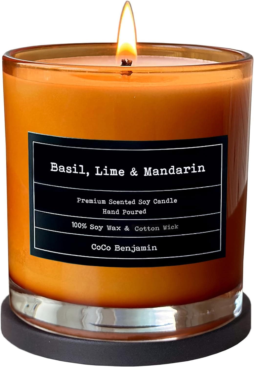 (Basil, Lime & Mandarin) 8.1 oz,100% Soy, Hand Poured Soy Candle, Highly Scented