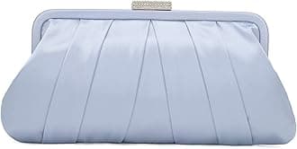 CHARMING TAILORClassic Pleated Satin Clutch Bag Diamante Embellished Formal Handbag for Wedding/Prom/Black-Tie Events