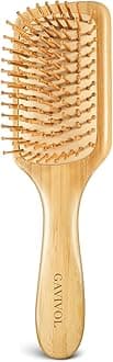 Bamboo Hair Brush for Hair Growth Natural Bamboo Bristles Detangling Wooden Hair Brush with Ergonomic Handle Ideal for Scalp Massage Perfect for Women Men and Kids All Hair Types