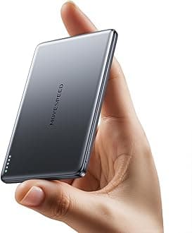 MOVE SPEED 0.3'' Ultra Slim MagSafe Portable Charger, 5000mAh Magsafe Battery Pack iPhone 17 Air Accessories, Magnetic Power Bank with USB C Port for iPhone 17 Pro Max Air/16/15/14/13/12, Glacier Gray