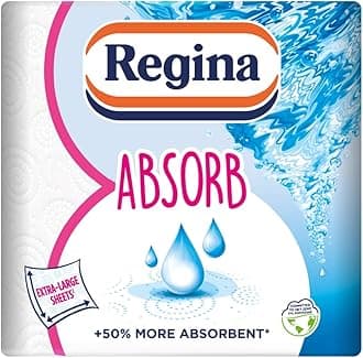 Regina Absorb Kitchen Towels – 2 Rolls Per Pack, Super Absorbent 2-ply Kitchen Towels, 75 Sheets Per Roll, Extra-large Sheets, 50percent More Absorbent Than Previous XXL Products, Easy Open Pack