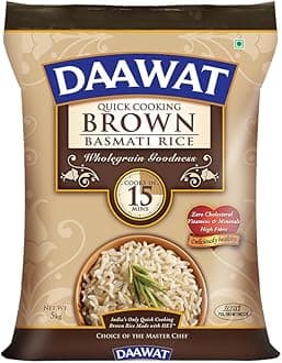Brown, Cooks in 15-minute, Full Bran Intact, Fibre-Rich Basmati Rice, 5 Kg