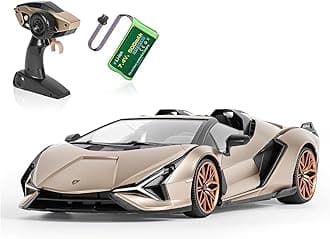 MIEBELY Lamborghini Remote Control Car, 1:16 Scale Lambo Toy Car 7.4V 500mAh Officially Licensed 12Km/h Rc Cars with Led Light 2.4Ghz Model Car for Adults Boys Girls Birthday Ideas Gift (Champagne)