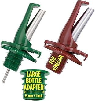 Poura Oil and Vinegar Dispenser Spouts | Airtight ClickSeal Bottle Pourers Keeps Oil Fresh with Built-in Caps | Use Your Own Bottles as Oil & Vinegar Dispensers | Dishwasher Safe