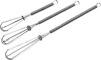 Chef Craft Classic Mini Sturdy Whisk, 5.5, 7, and 9 inch 3 piece set, Chrome