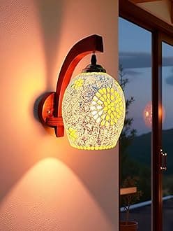 Lyse Decor Wall Hanging Light for Home Decoration, Wall Lights for Living Room Modern, Bedroom Lamp (Handcrafted Glass, Multi-Color, 11 Inch)