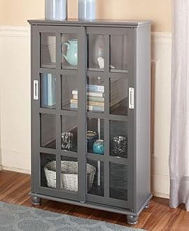 The Lakeside Collection Sliding Door Cabinet - Gray