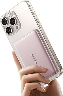 BaseusPicogo Power Bank, 0.3" Ultra Slim 5000mAh MagSafe Portable Charger with USB-C Braided Cable, Card-Size Magnetic Battery Pack, Alloy Wireless Fast Charger for iPhone 16/15/14/13/12, LightweightClimatePartner certified