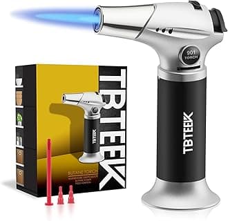 Butane Torch, Professional Kitchen Torch with Safety Lock & Adjustable Flame for Cooking, BBQ, Baking, Brulee, Creme, DIY Soldering(Butane Not Included)