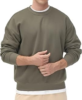 - Men's Fleece Crewneck Sweatshirt Thick Loose fit Soft Basic Pullover Sweatshirt