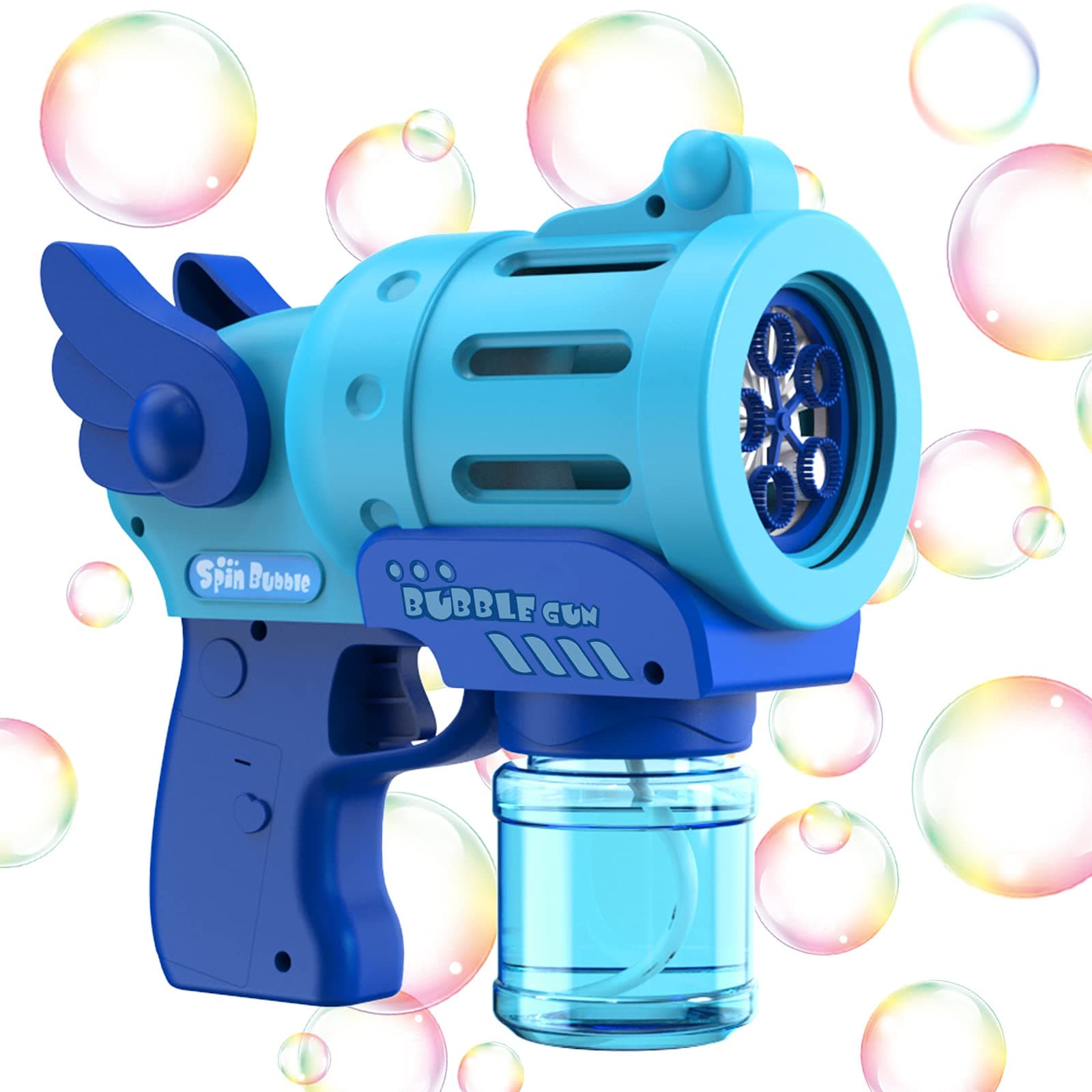 Bubble Machine Gun, Auto Bubble Maker Solution for Toddlers Kids, Portable Bubble Blower Gift Toys for 3 4 5 6 7 Year Old Boys and Girls, Bubble Toy for Camping Wedding Christmas Birthday (Blue