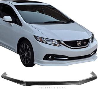 FREEMOTOR802 Front Bumper Lip Splitter Compatible with 2013-2015 Honda Civic Sedan, Air Dam Chin Spoiler Lower Guard Exterior Body Replacement Parts Styling Trim, JDM Type A Style Unpainted Black PU