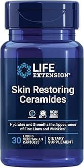 Life Extension Skin Restoring Ceramides* – Wheat Oil Extract – Hydrates & Smooths The Appearance of Fine Lines & Wrinkles – Gluten-Free, Non-GMO, 1-Daily, Vegetarian – 30 Liquid Capsules