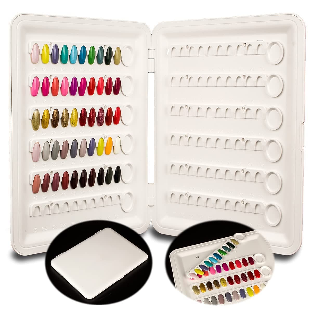 Professional 120 Nail Colors Chart,And 144 False Tips.White Gel Polish Display Card Book, Art Salon Design Booklet, Color Swatches Practice Board