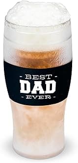 Host Freeze Best Dad Ever Insulated Glass Tumbler for Cold Drinks, Freezable Gifts for Dad, Double Wall Insulated Beer Glass for Chilled Lager, IPA, Ale & Iced Coffee, 16 oz, Set of 1