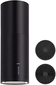 Beretta Island Hood Island Hood 35 cm Diameter 60 cm Lid Exhaust Air Circulating Air 650 m³ / h Includes Activated Carbon Filters Energy Efficiency Class C Black