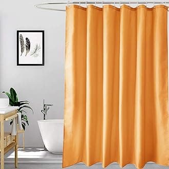 Orange Shower Curtains Mould Proof Resistant Washable, Quick Dry Water-resistant Fabric Bathroom Shower Curtain 180 x 180cm Drop with 12 Plastic Hooks