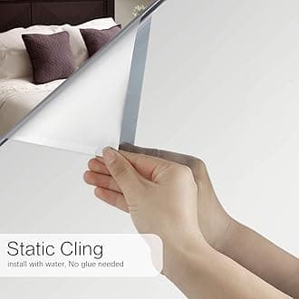 Volcanics One Way Window Privacy Film with Installation Tools, Sun Blocking Window Tinting Film for Home Heat Control Mirror Tint Film Static Cling 23.6 x 78.7 Inches, Silver