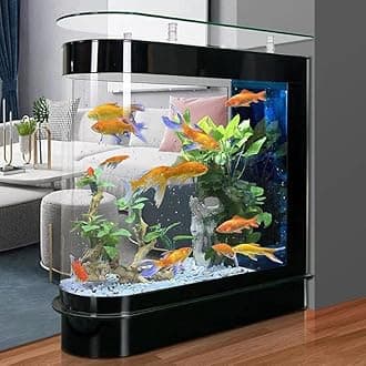 Black Fish Tank 125Gal LED Aquarium Kit Upright Fish Tank Large Glass Fishbowl Glsaa Bar for Patios Living Office Room…