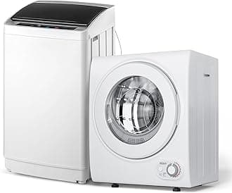 17.8LBS Full Automatic Washing Machine and 1.5CuFt Portable Clothes Dryer Set, Compact Laundry Washer and Dryer Combo Set with Stainless Steel Inner Tub, for Apartment, Dorms, Home