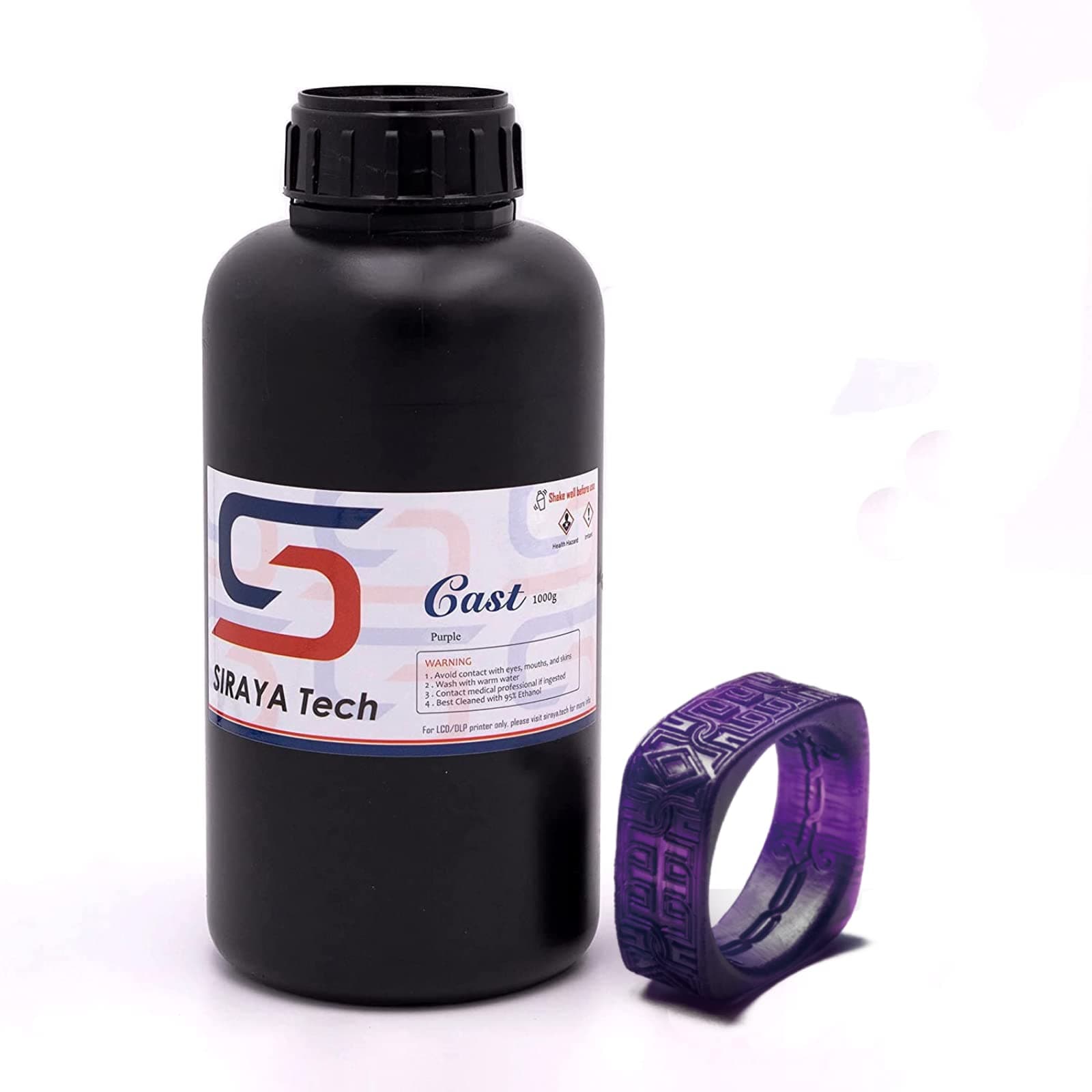 Cast 3D Printer Resin Easy to Print Use and Burn High Resolution Castable 405nm LCD UV-Curing Photopolymer Resin for Making Jewelries and Metal Parts (Purple, 1kg)