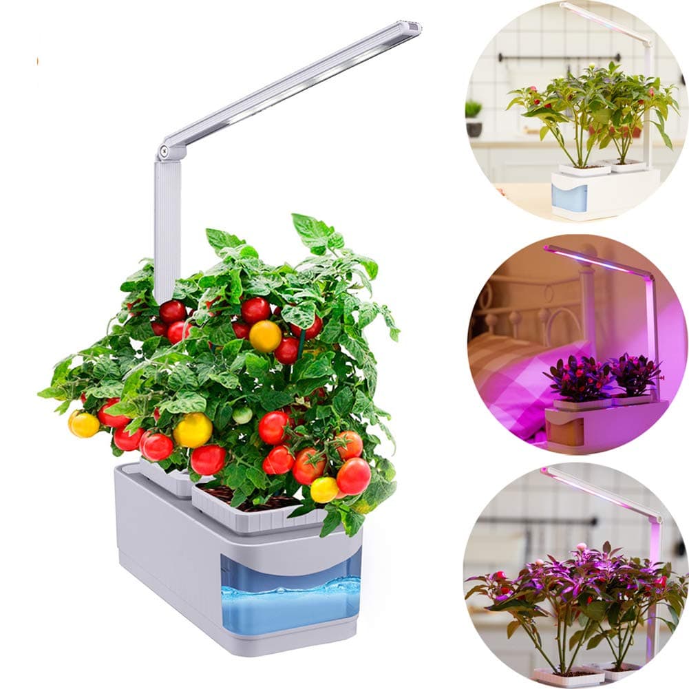 CRZJ Indoor Herb Garden Hydroponics Growing System with Timer Function LED Grow Light for Flower Fruit Vegetable,Blue