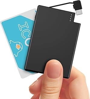 Auskang Mobile Bank, Slim Type, iPhone 15Pro, 2,500 mAh, Lightweight, Compact, Built-in Type-C Cable, Android Compatible, Carry-on Compatible, Dedicated Charger, Convenient to Carry,