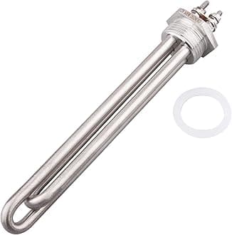 DERNORD 12V 500W Immersion Heater Submersible Water Heater Element Stainless Steel Heating Element with 1 Inch NPSM Fitting Double U Type
