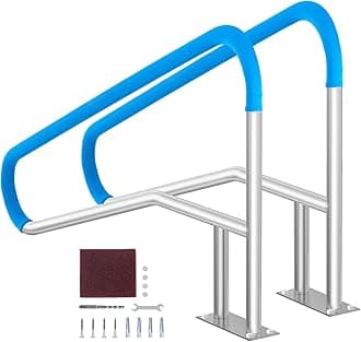 VEVOR Pool Handrail, 2 PCS 55 x 32 inch Railing, Stainless Steel with Base Plate for Indoor/Outdoor, Rust-Proof Grab Bar w/Grip Cover&Accessories for Decks/Spas